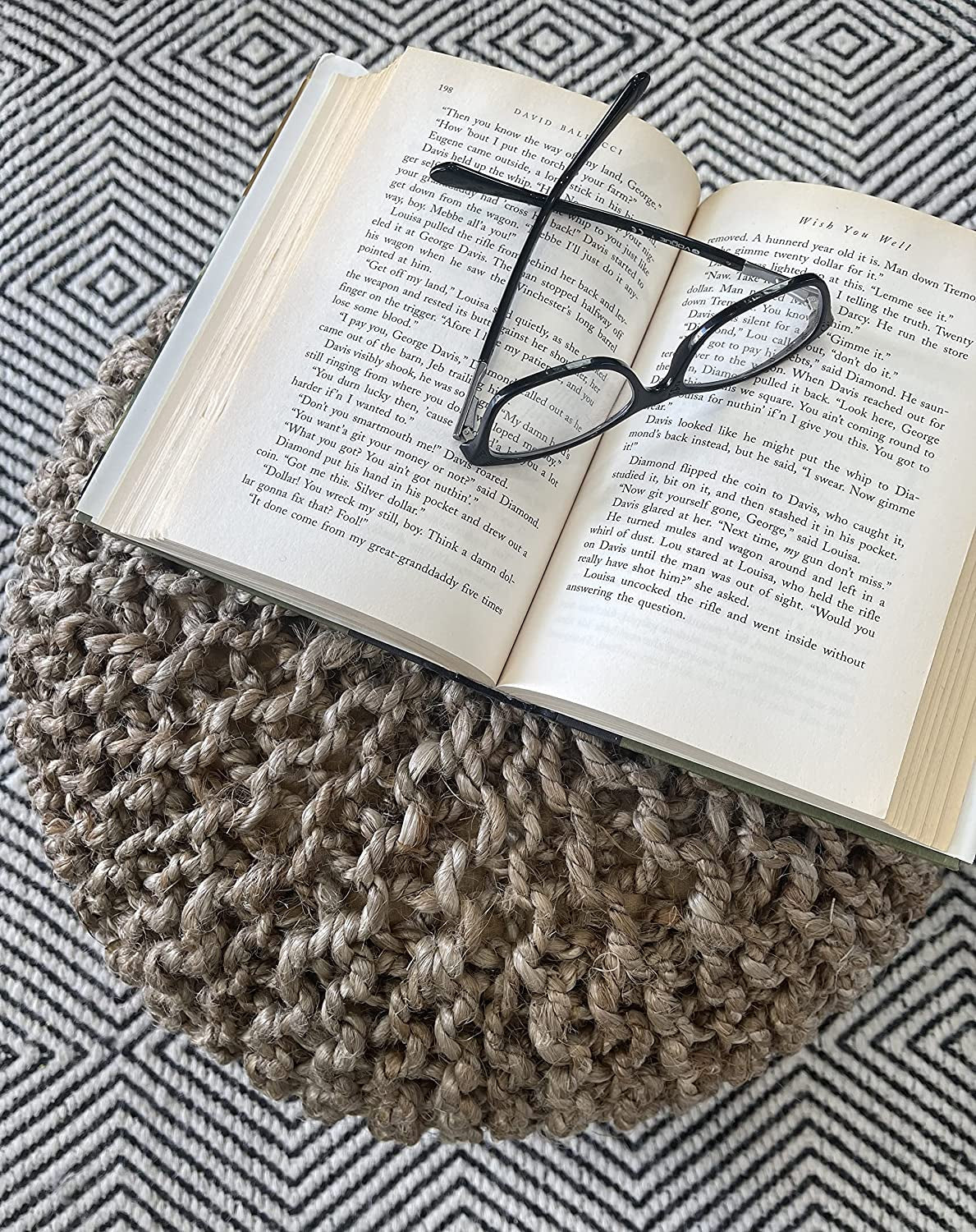 Versatile Footrest Hand-Woven Jute Pouf & Ottoman Stool