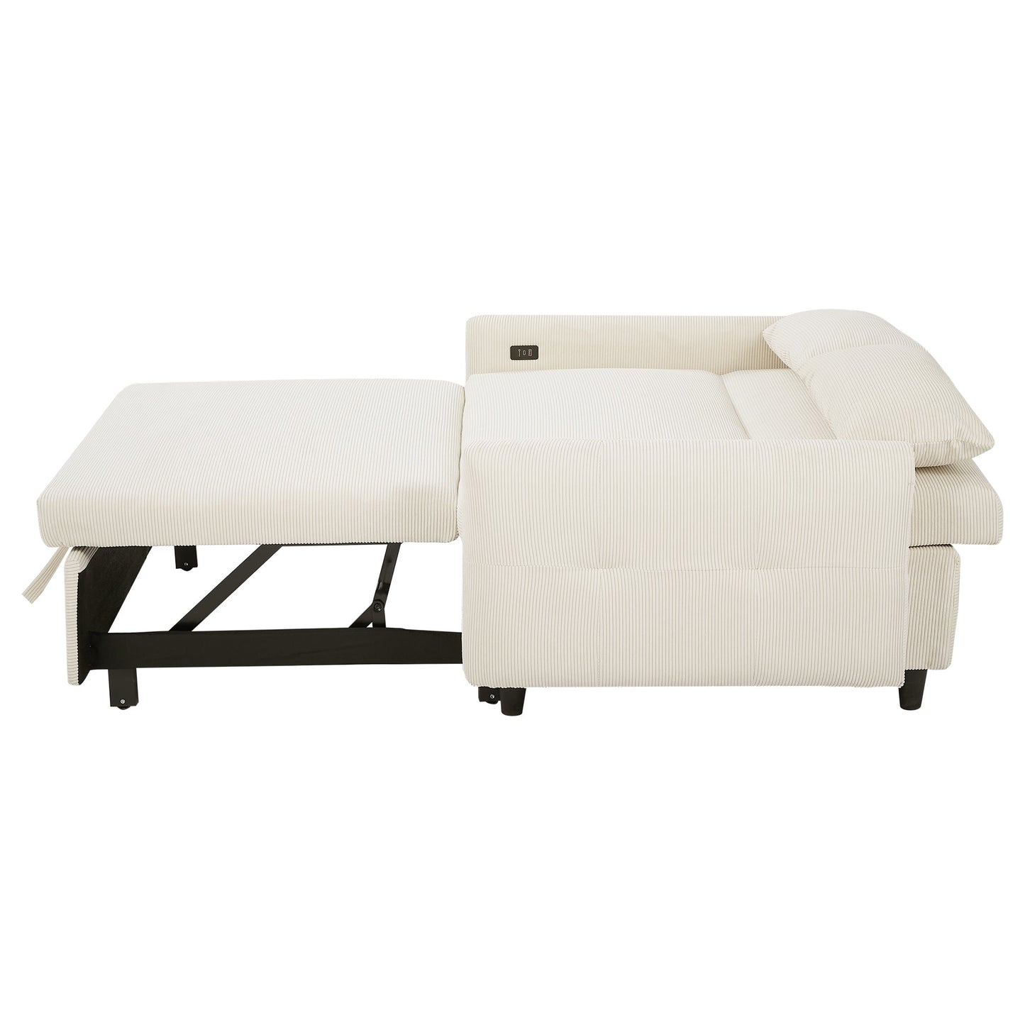 Avery Mid-Century Beige Loveseat Sleeper with Adjustable Backrest