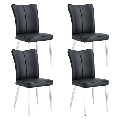 Modern Black PU Dining Chair with Metal Legs (Ergonomic Design)