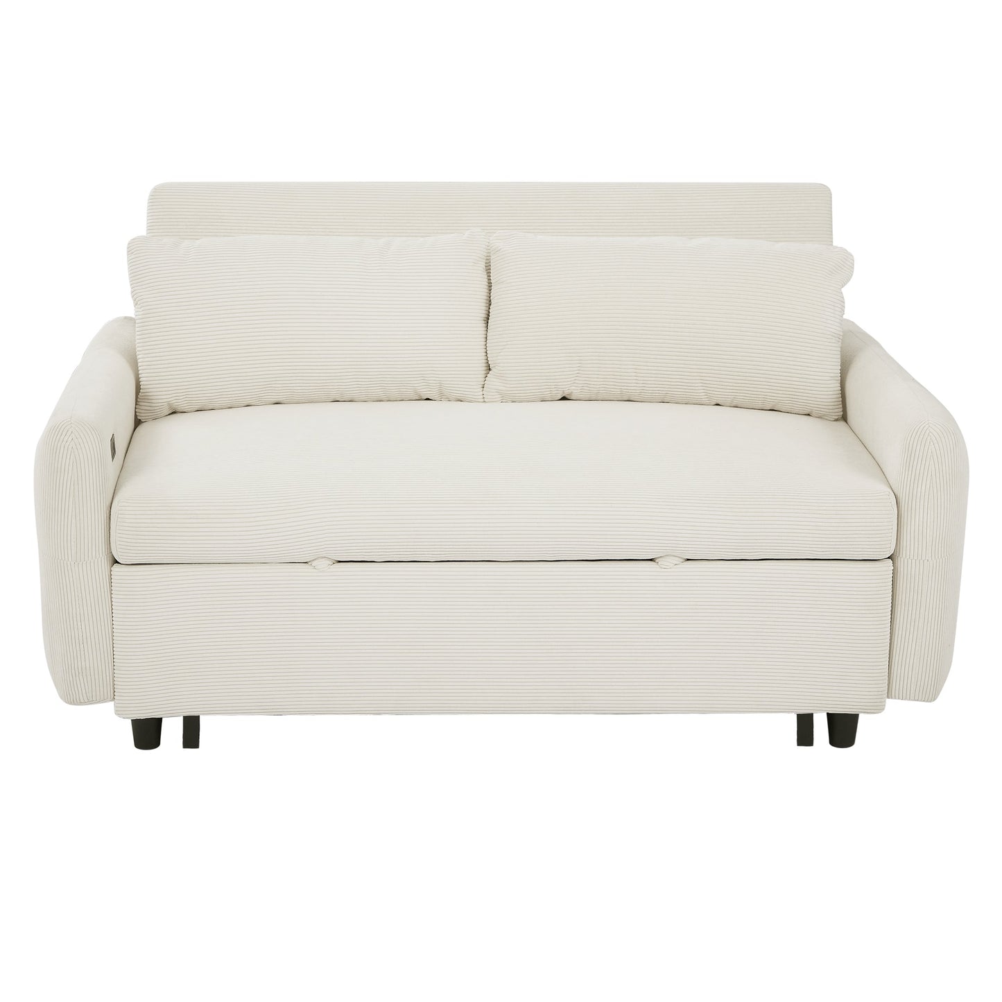 Avery Mid-Century Beige Loveseat Sleeper with Adjustable Backrest