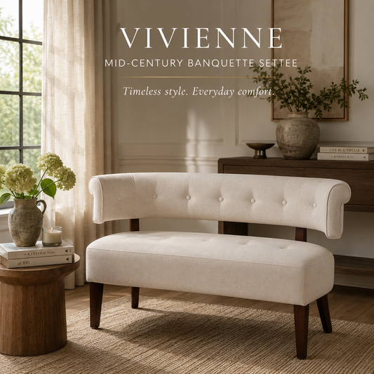 Jared Roll Arm Tufted Bench Settee, Sky Neutral Beige