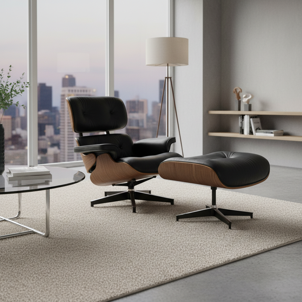 Top Grain Luxury Swivel Armchair and Ottoman