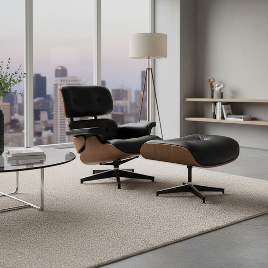 Top Grain Luxury Swivel Armchair and Ottoman