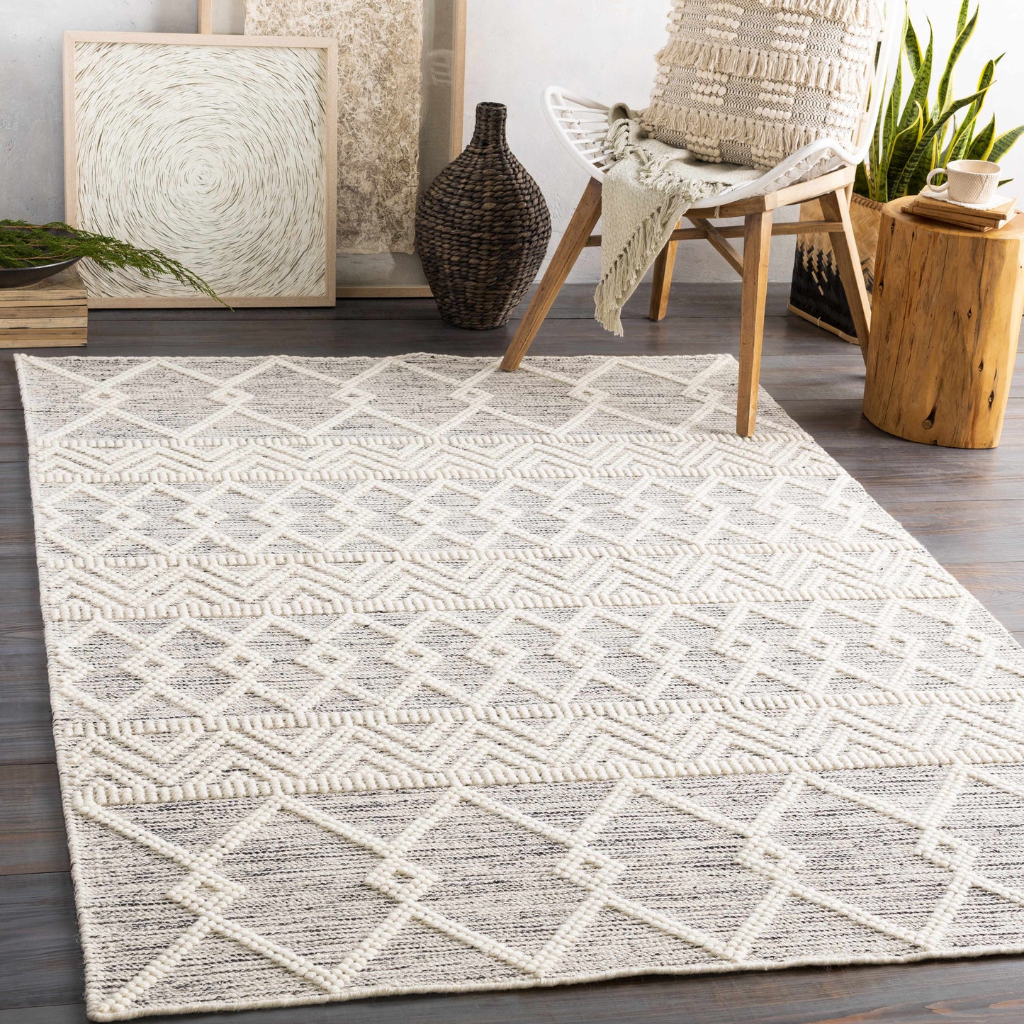 Whittington Moroccan Wool Area Rug – Handcrafted, No-Pile Design