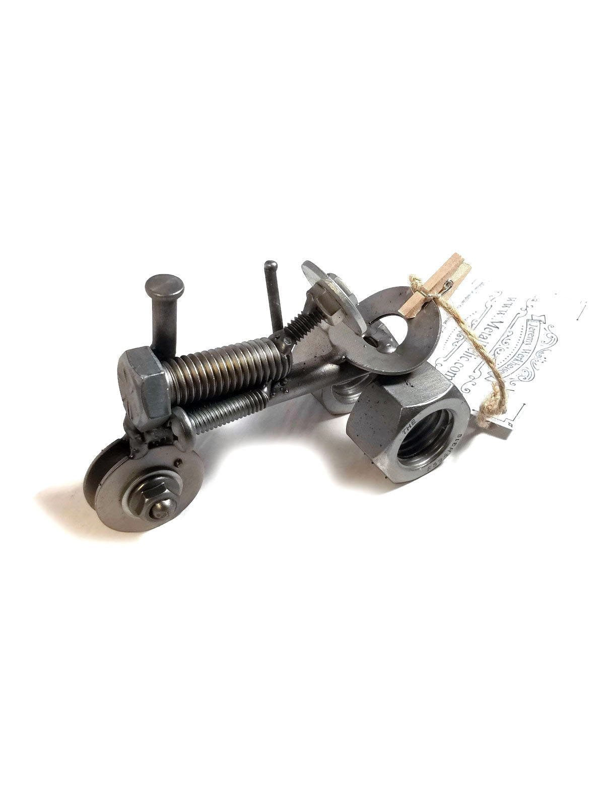 Welded Steel Tractor Figurine for Desk & Home
