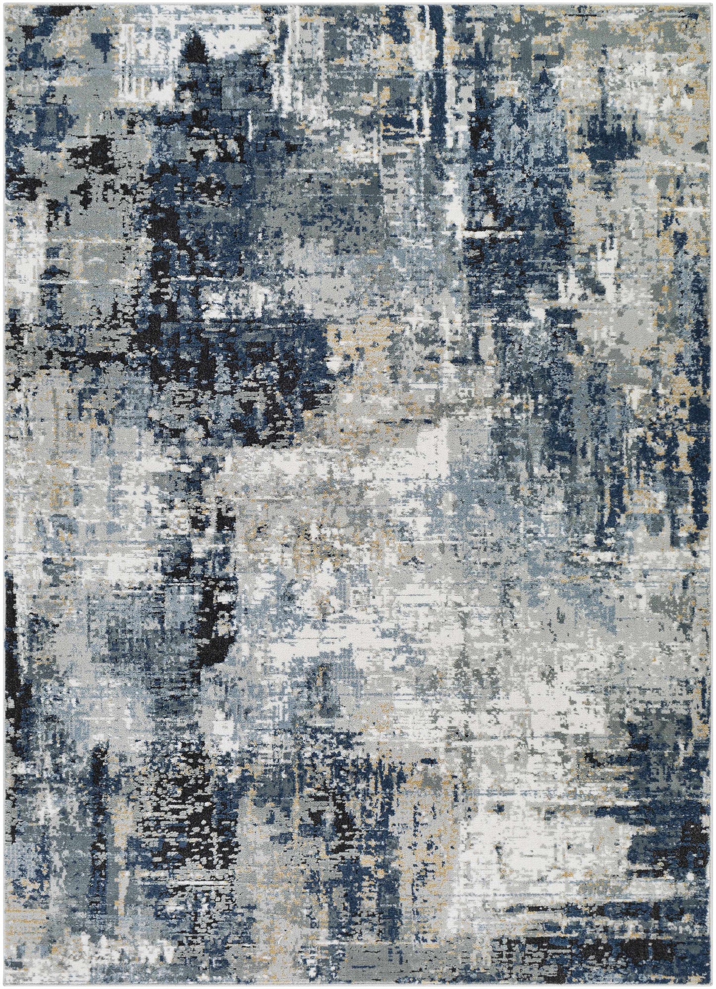 Modern Artistic Area Rug – Campsall Collection in Soft Blue and Gray Tones