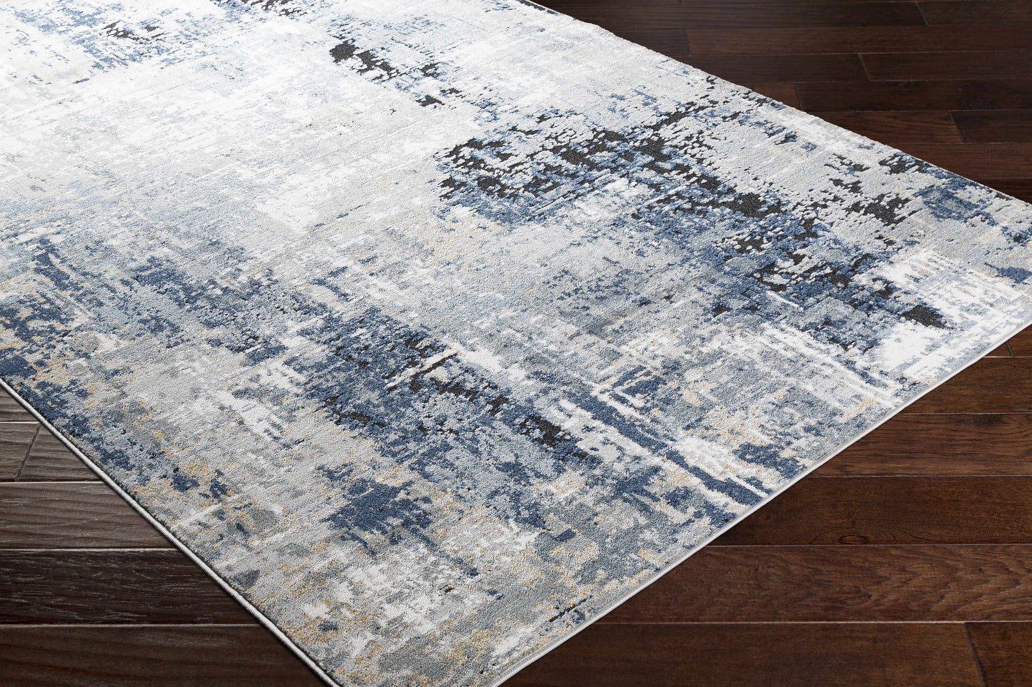 Modern Artistic Area Rug – Campsall Collection in Soft Blue and Gray Tones