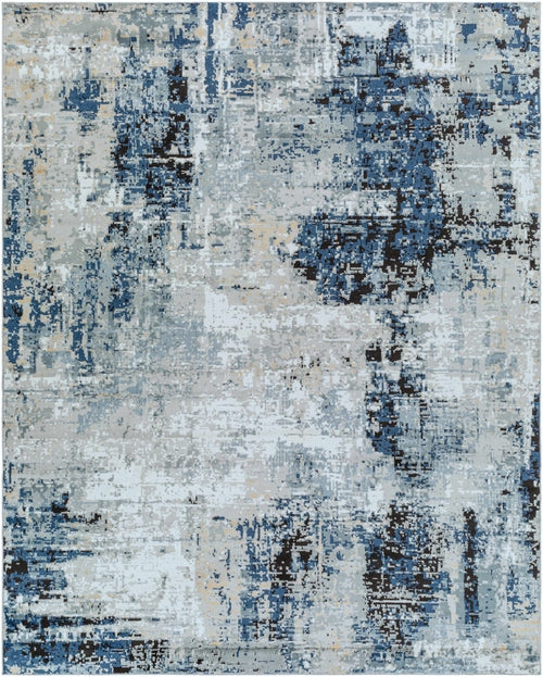 Modern Artistic Area Rug – Campsall Collection in Soft Blue and Gray Tones