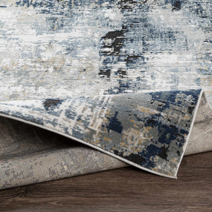 Modern Artistic Area Rug – Campsall Collection in Soft Blue and Gray Tones