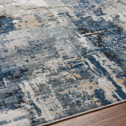Modern Artistic Area Rug – Campsall Collection in Soft Blue and Gray Tones