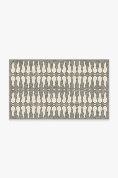 Designer Grey and Cream Geometric Rug with Yellow Accents – Jonathan Adler