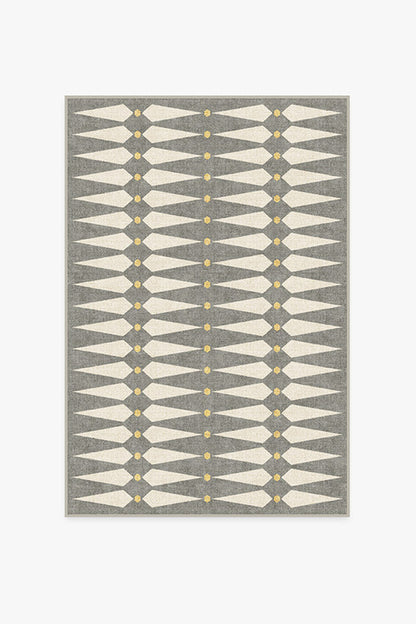 Designer Grey and Cream Geometric Rug with Yellow Accents – Jonathan Adler