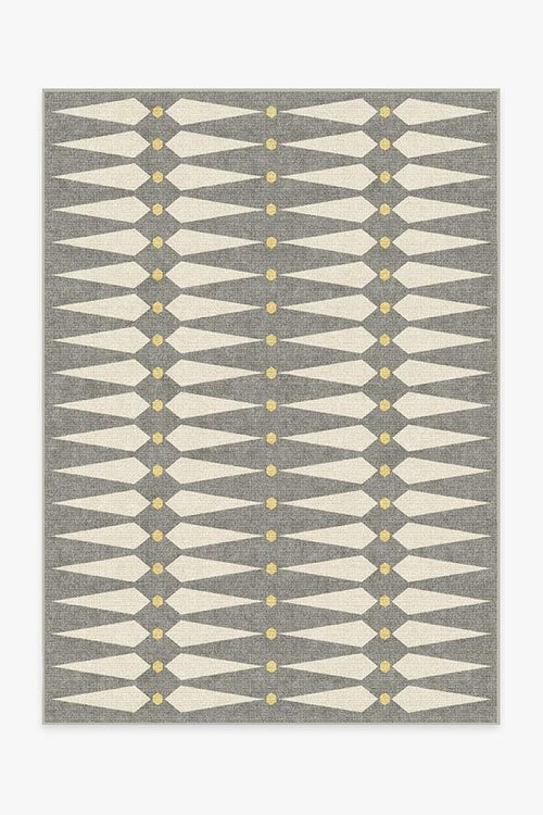 Designer Grey and Cream Geometric Rug with Yellow Accents – Jonathan Adler