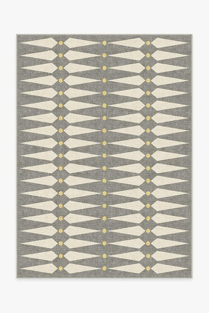 Designer Grey and Cream Geometric Rug with Yellow Accents – Jonathan Adler
