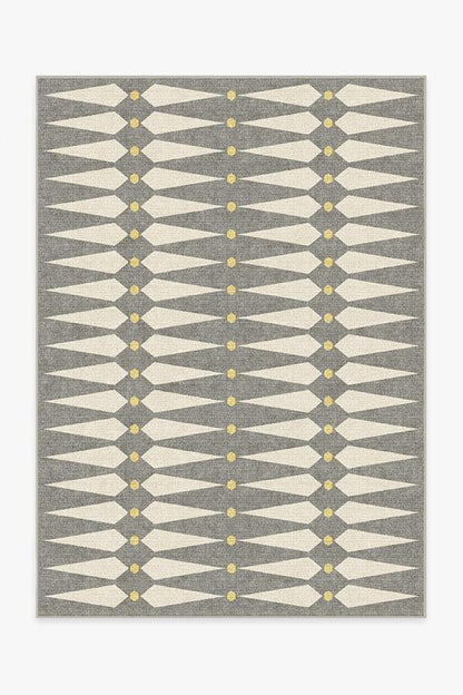 Designer Grey and Cream Geometric Rug with Yellow Accents – Jonathan Adler