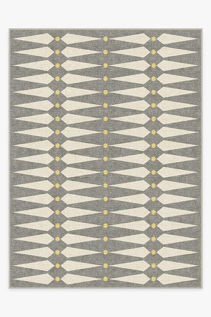 Designer Grey and Cream Geometric Rug with Yellow Accents – Jonathan Adler