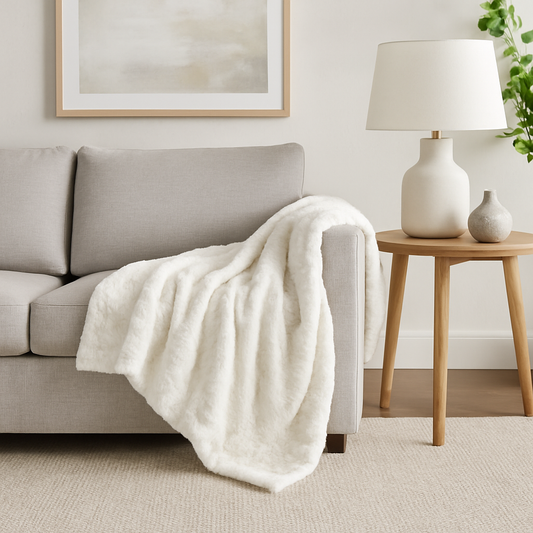 Luxury Embossed Rose Faux Fur Throw with Sherpa Backing