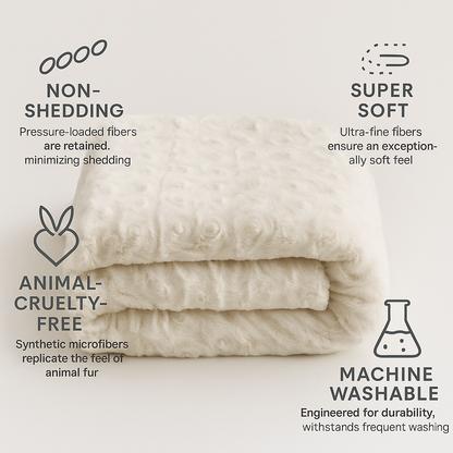 Luxury Embossed Rose Faux Fur Throw with Sherpa Backing