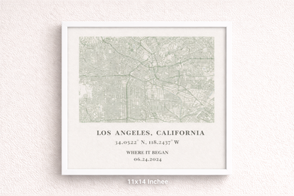 Custom Los Angeles Map Print – Personalized Coordinates Wall Art