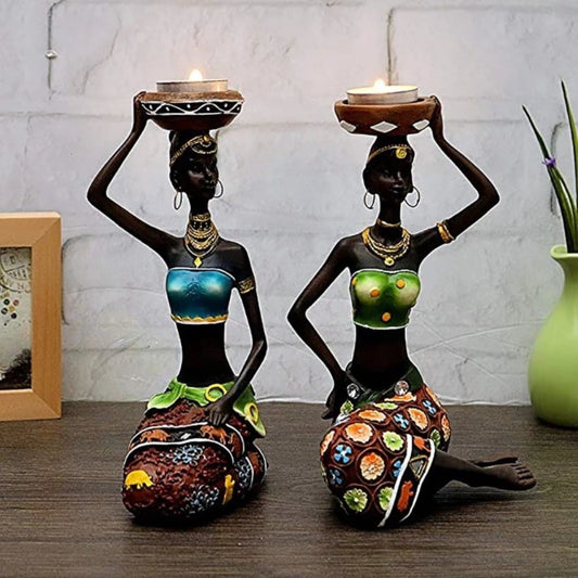 Handmade Iron Tribal Lady Candle Holder