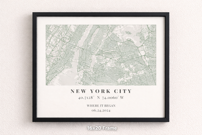 Custom New York City Map Print – Personalized Coordinates Wall Art