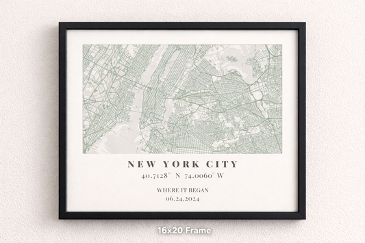 Custom New York City Map Print – Personalized Coordinates Wall Art