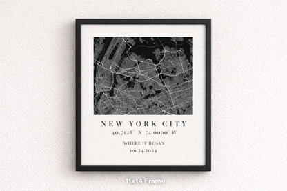 Custom New York City Map Print – Personalized Wall Art Black Version