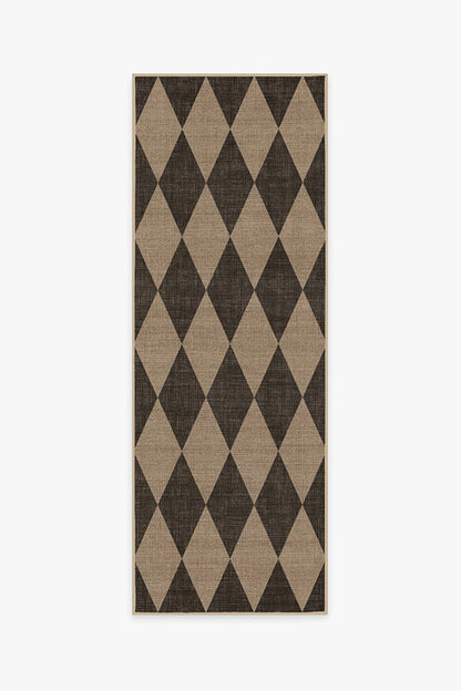 Stylish Printed Chenille Black Re-Jute Rug