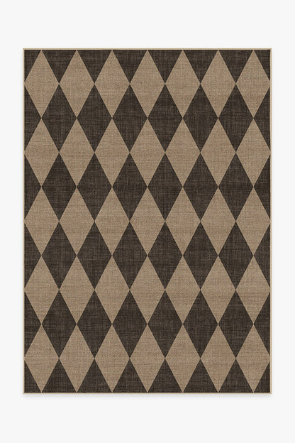 Stylish Printed Chenille Black Re-Jute Rug