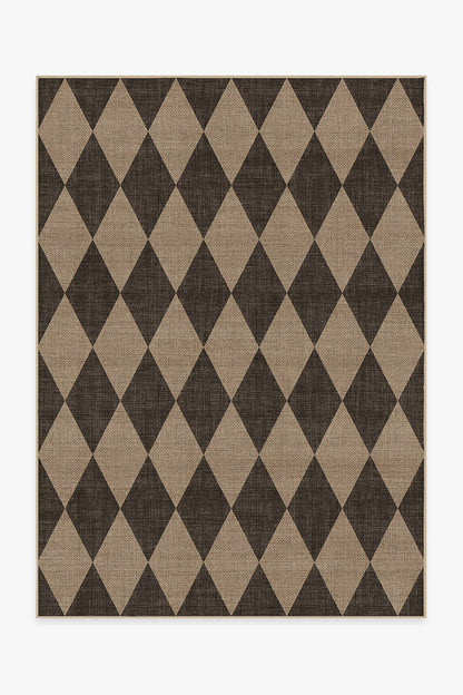 Stylish Printed Chenille Black Re-Jute Rug