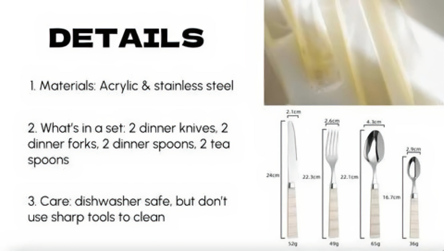 Handmade Italian Flatware Set with Pearly Handles (8 PCS)