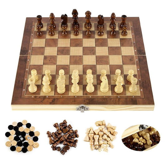 Classic Wooden Chess Set – Compact & Foldable