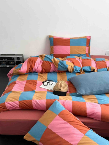 Rainbow Checkered Duvet Cover Set