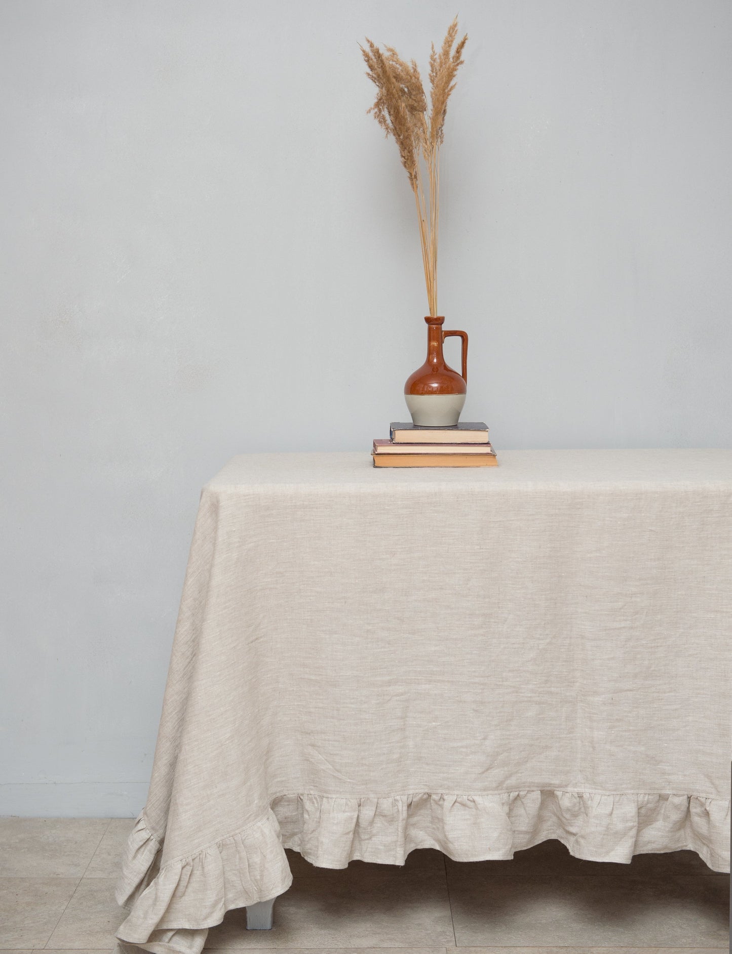 Rustic Ruffled Linen Table Cover – Wedding & Dining