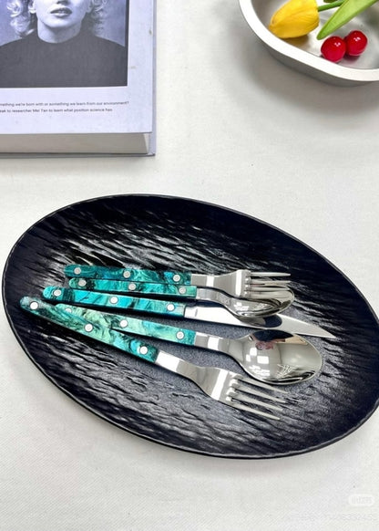 10 Pcs Nordic & Reef-Inspired Bistrot Style Modern Flatware