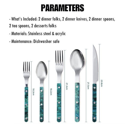 10 Pcs Nordic & Reef-Inspired Bistrot Style Modern Flatware