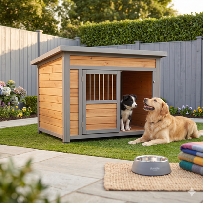 Solid Wood Waterproof Dog Kennel with Lockable Door