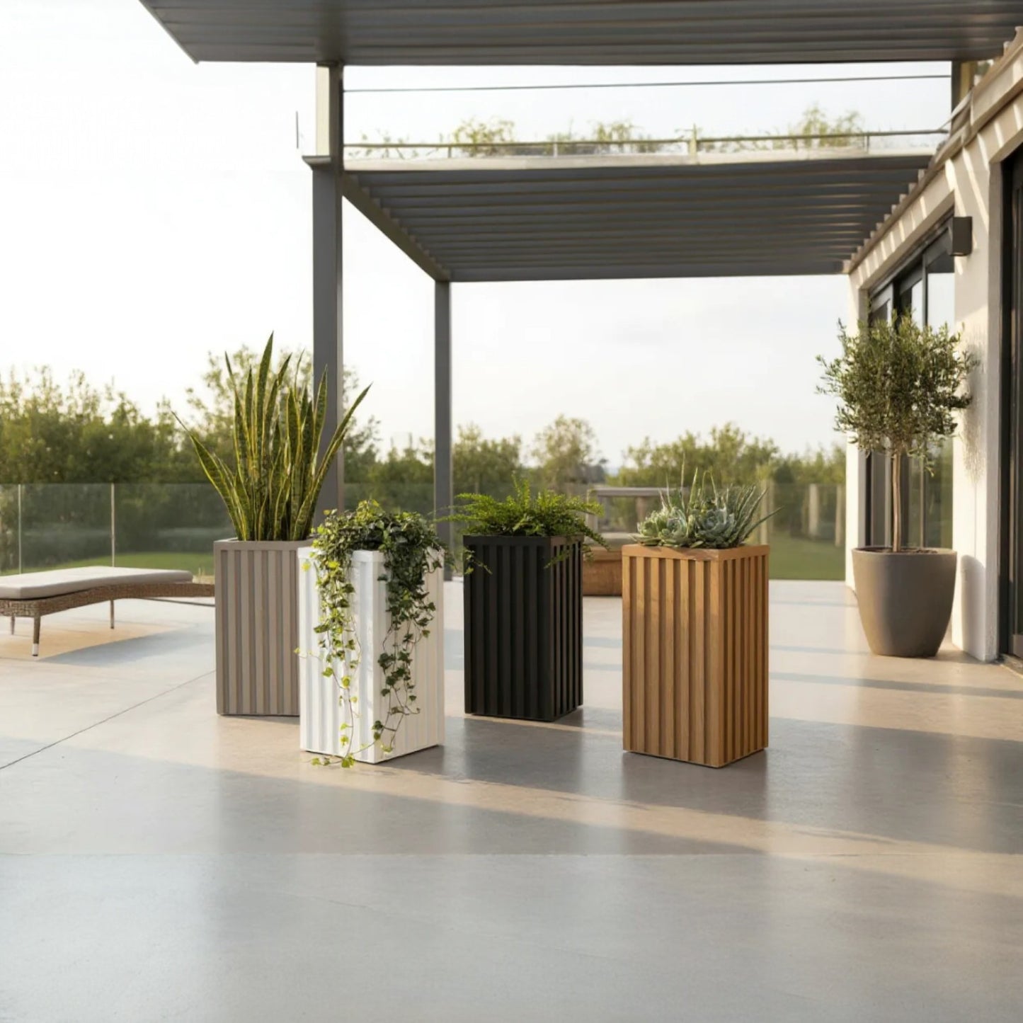 Modern Linear Column Planter for Residential & Commercial Spaces