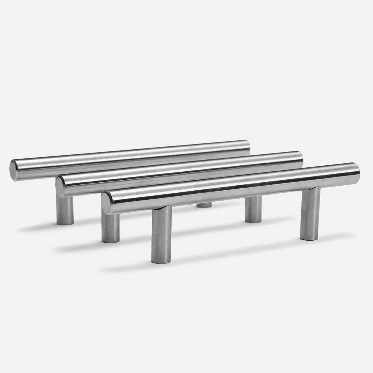 Brushed Stainless Steel T-Bar Cabinet Pulls – 2" to 24"