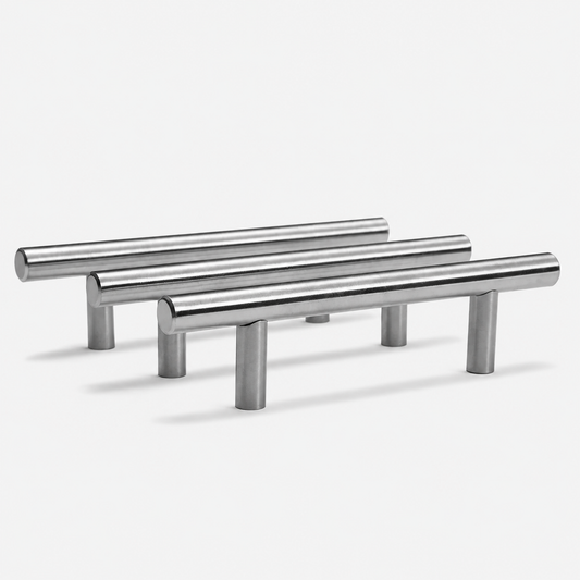 Brushed Stainless Steel T-Bar Cabinet Pulls – 2" to 24"