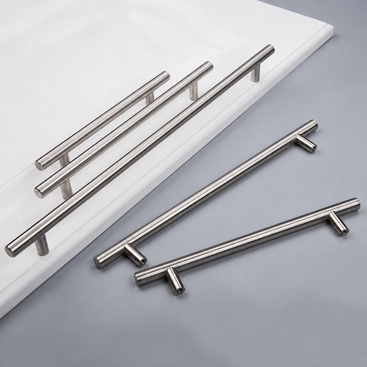 Brushed Stainless Steel T-Bar Cabinet Pulls – 2" to 24"