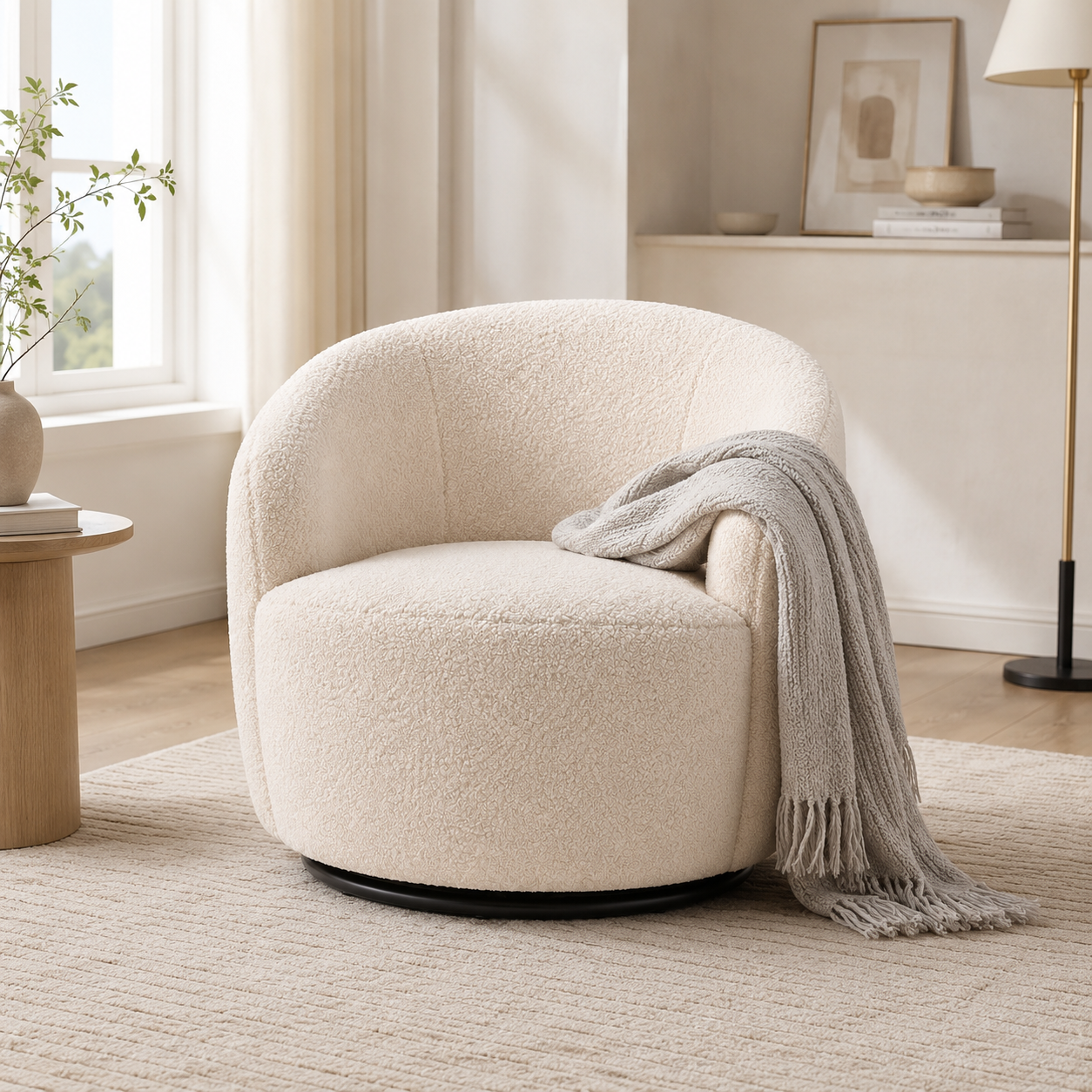 Cozy Teddy Fleece 360° Swivel Lounge Chair