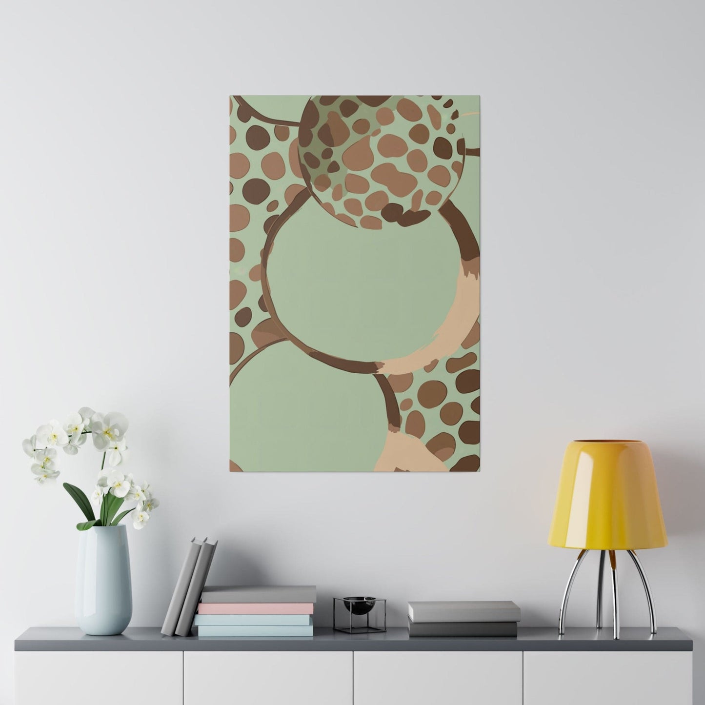 Wall Decor - Giclee Poster Art Print - Mint Green and Brown Spotted